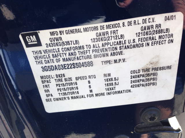 2002 Buick Rendezvous 4dr Sdn 3.2L Quattro