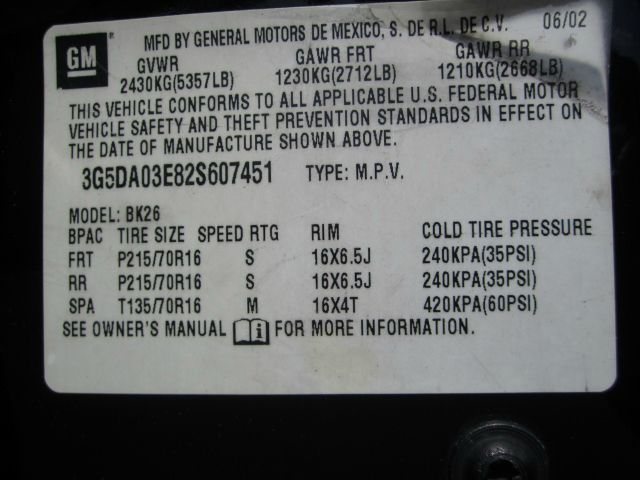 2002 Buick Rendezvous 4dr Sdn 3.2L Quattro