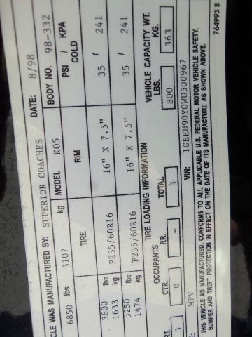 1998 Cadillac Hearse 2WD Auto S