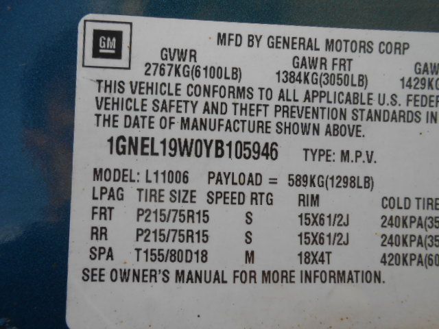 2000 Chevrolet Astro EX - DUAL Power Doors