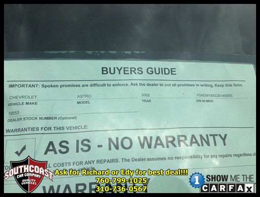 2002 Chevrolet Astro 4wd