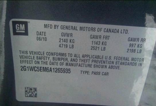 2010 Chevrolet Impala SLE SLT WT