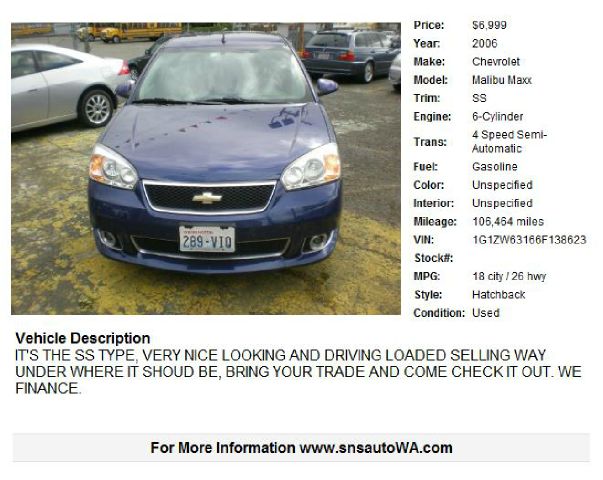 2006 Chevrolet Malibu Maxx 4dr Sdn Auto (natl) Hatchback