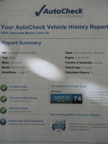 2004 Chevrolet Monte Carlo Touring W/nav.sys