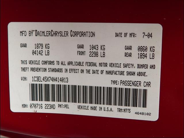 2004 Chrysler Sebring Zcargo Zveh Zextc E35