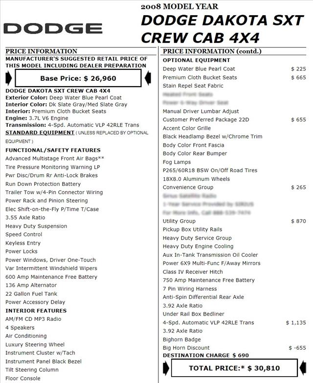 2008 Dodge Dakota Base Especial Edition