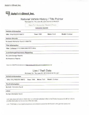 1996 Ford Contour S Sedan