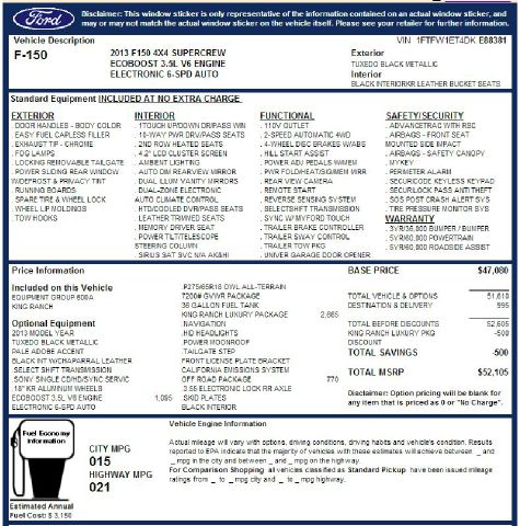 2013 Ford F150 Yc1/ls Extacab