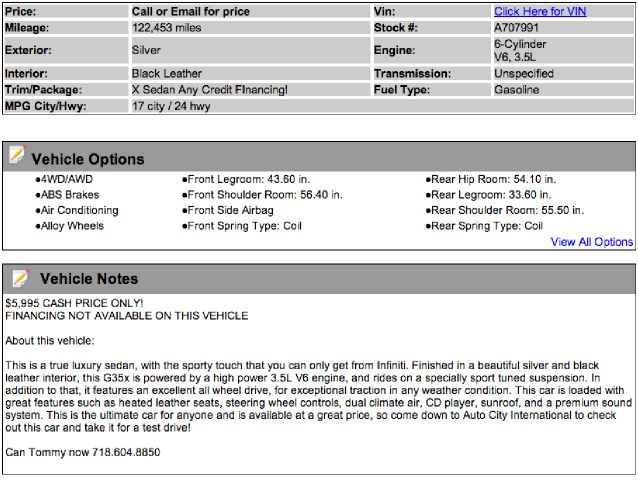 2004 Infiniti G35X Carrera 4S