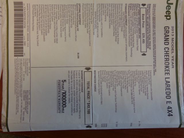 2013 Jeep Grand Cherokee CREW CAB RTL W/leather