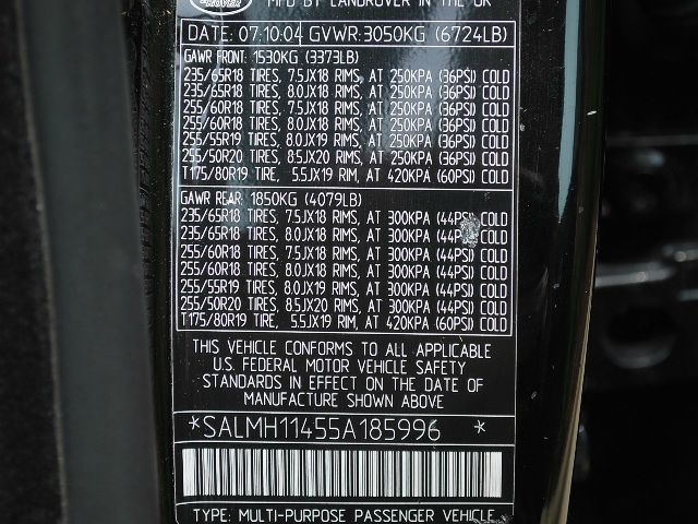 2005 Land Rover Range Rover 4dr Sedan Convenience (A4