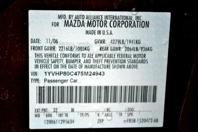 2007 Mazda 6 4dr Sdn 2.4L FWD