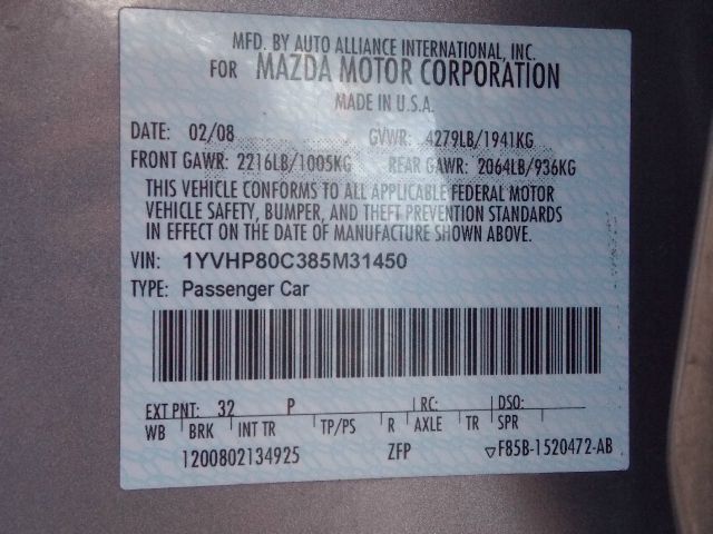 2008 Mazda Mazda6 2WD Ext Cab Manual