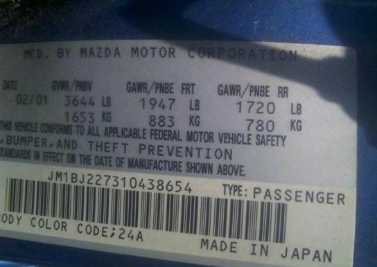 2001 Mazda Protege 2WD Supercrew XL Truck