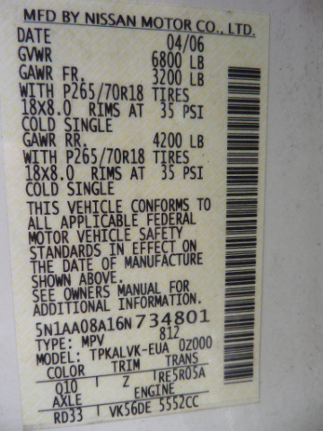 2006 Nissan Armada EX-L W/navi