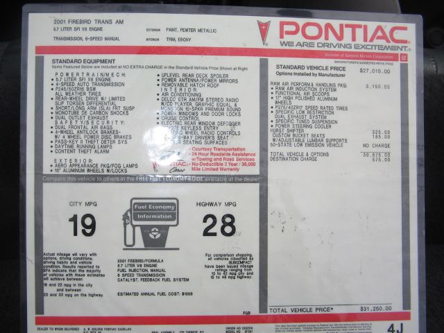 2001 Pontiac Firebird 4DR Automatic Wagon