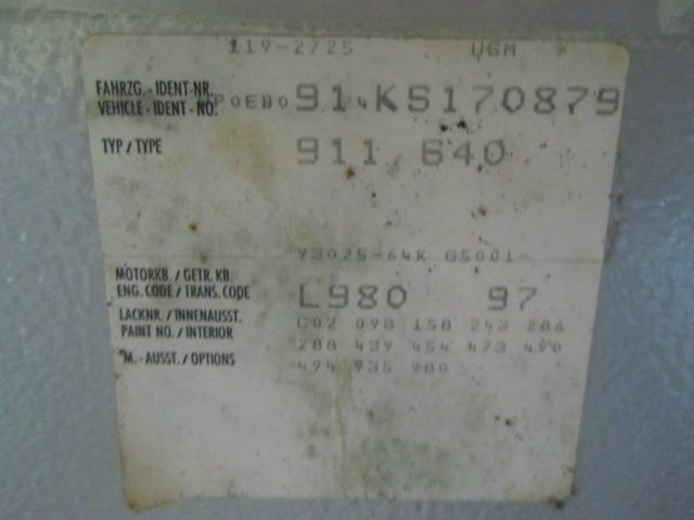 1989 Porsche 911 4WD REG CAB 120.5 SLT