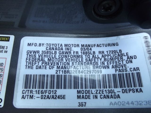 2004 Toyota Corolla W/T REG CAB