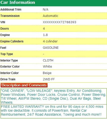 2007 Toyota Corolla X