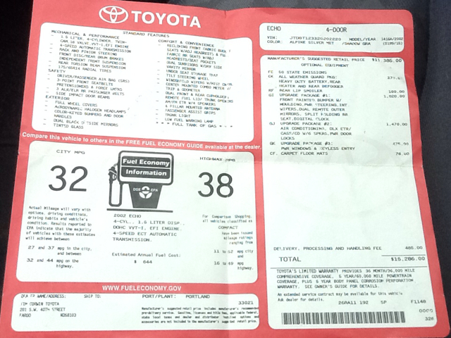 2002 Toyota Echo FX4 Crew Cab