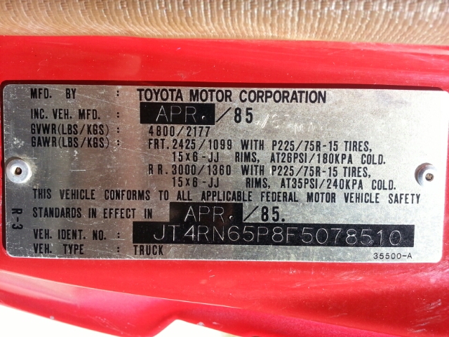 1985 Toyota Pickup 2dr 3.8L Auto Grand Touring W/blk Lth Ltd Avail