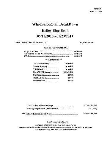 2008 Toyota Yaris EXT CAB 134.0 WORK Truck