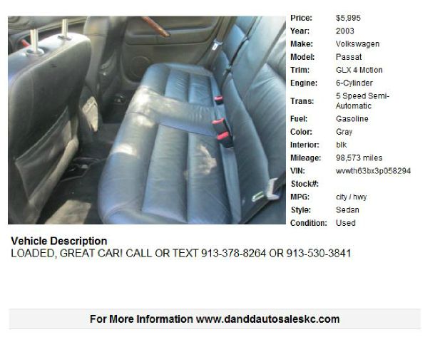 2003 Volkswagen Passat LS W/leather Seats
